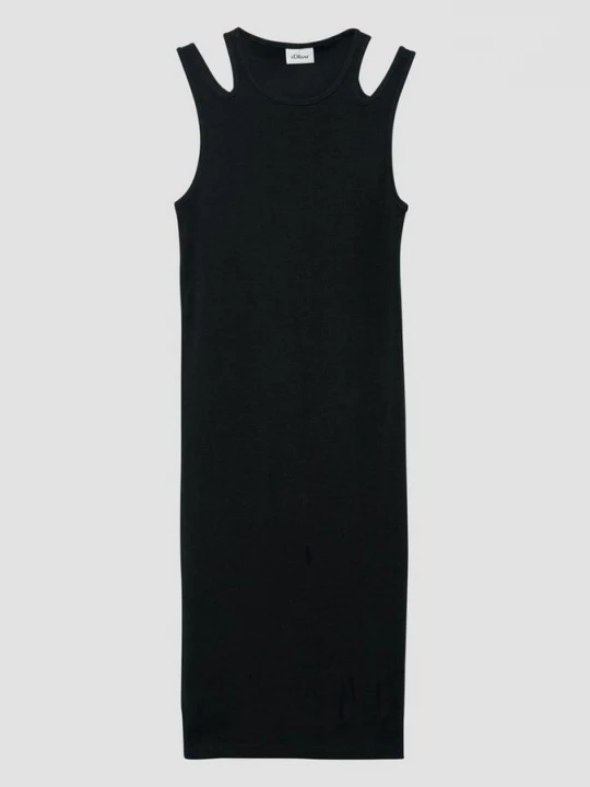 Foto van product Slim fit jurk van ribstof met cut-outs s.Oliver zwart