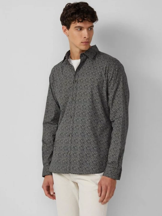 Foto van product Slim fit: katoenen overhemd met all-over print s.Oliver olijfgroen