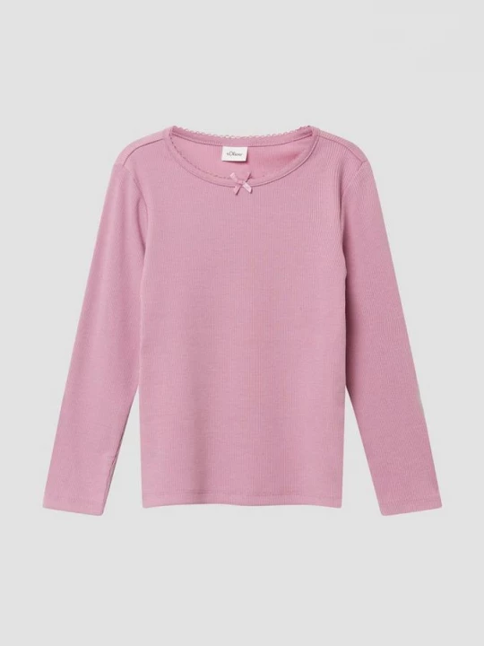 Foto van product Slim-fit lange mouw van geribde stof met strikdetail s.Oliver roze