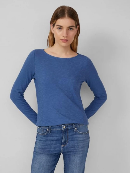 Foto van product Slim-fit lange mouw van katoenen slub met boothals s.Oliver blauw