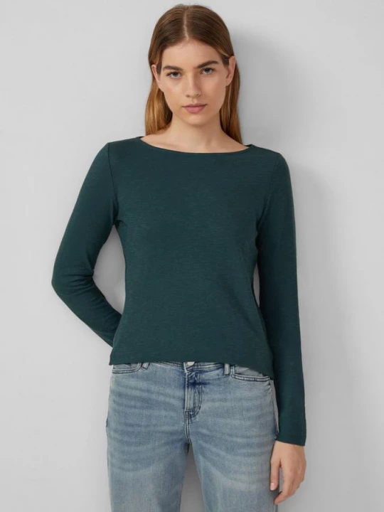 Foto van product Slim-fit lange mouw van katoenen slub met boothals s.Oliver groen