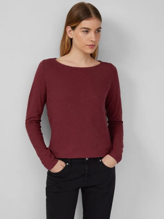 Foto van product Slim-fit lange mouw van katoenen slub met boothals s.Oliver rood