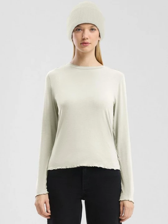 Foto van product Slim-fit lange mouw van stretchviscose QS crème