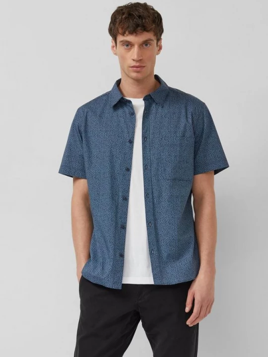 Foto van product Slim fit: lichtgewicht overhemd met korte mouwen, borstzak en print s.Oliver blauw