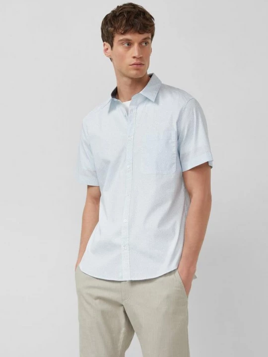 Foto van product Slim fit: lichtgewicht overhemd met korte mouwen, borstzak en print s.Oliver blauw