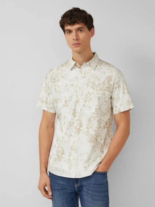 Foto van product Slim fit: shirt met korte mouwen, all-over print en borstzakje s.Oliver beżowy