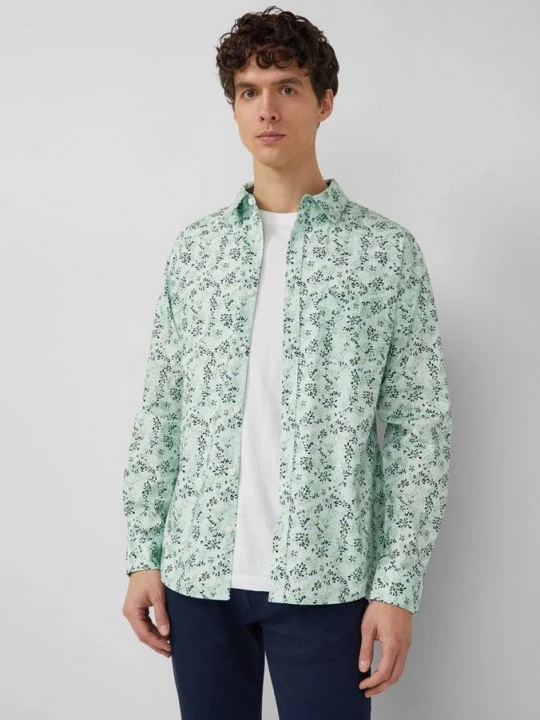 Foto van product Slim fit: shirt met lange mouwen, all-over print en Kent-kraag s.Oliver