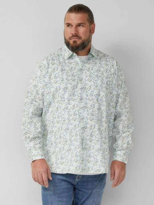 Foto van product Slim fit: shirt met lange mouwen, all-over print en Kent-kraag s.Oliver