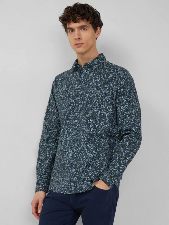 Foto van product Slim fit: shirt met lange mouwen, all-over print en Kent-kraag s.Oliver