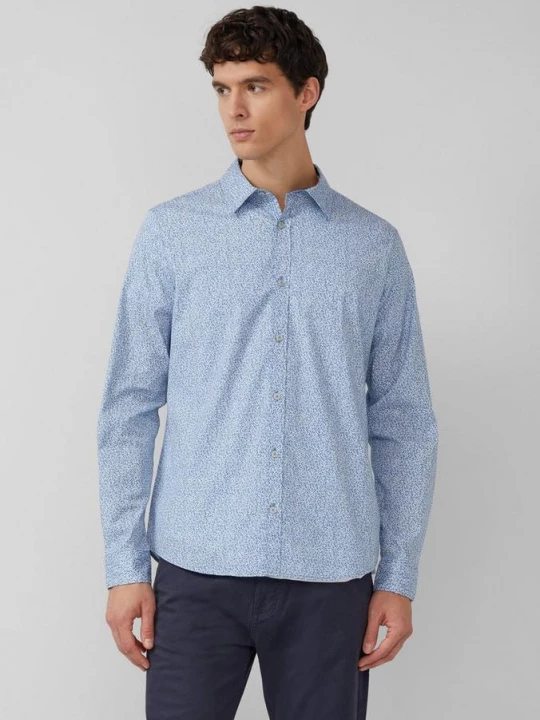 Foto van product Slim fit: stretch katoenen overhemd met all-over print s.Oliver blauw