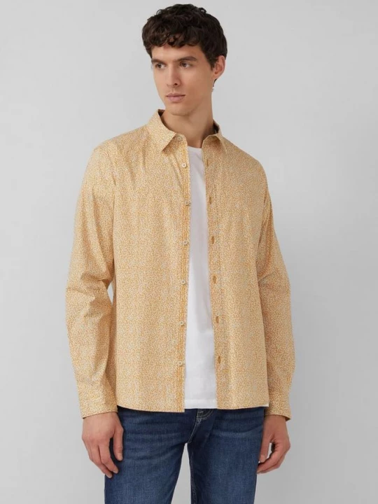 Foto van product Slim fit: stretch katoenen overhemd met all-over print s.Oliver geel