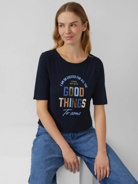 Foto van product Slim fit T-shirt met artwork s.Oliver blauw