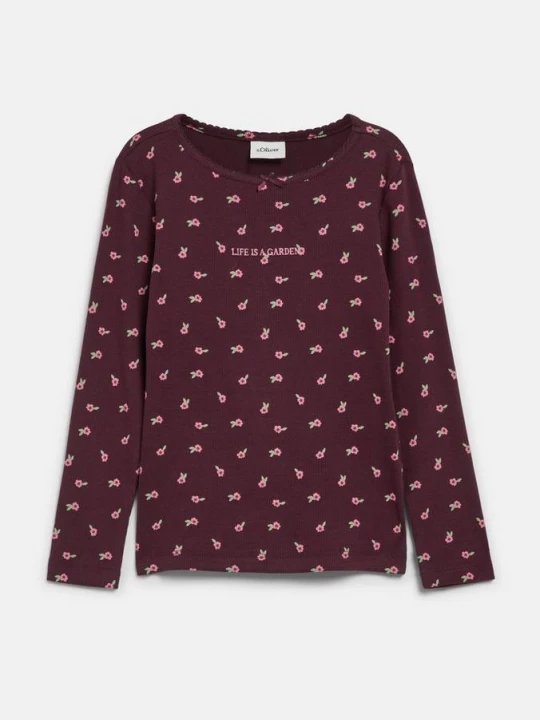 Foto van product Slim fit T-shirt met lange mouwen en borduursel s.Oliver rood