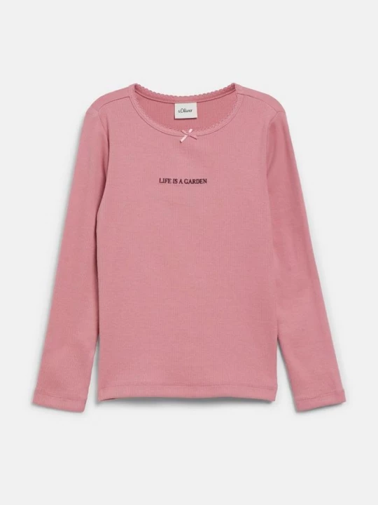 Foto van product Slim fit T-shirt met lange mouwen en borduursel s.Oliver roze