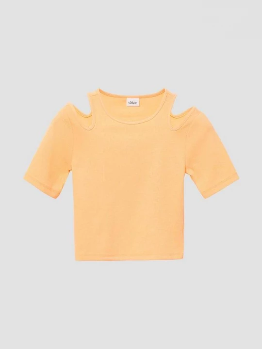 Foto van product Slim fit T-shirt van ribstof met cut-outs s.Oliver