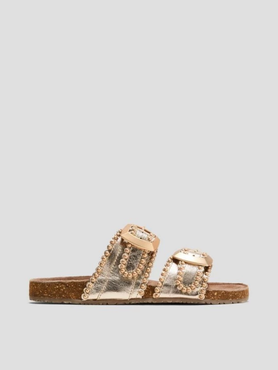 Foto van product Slippers van leer met studs s.Oliver goud