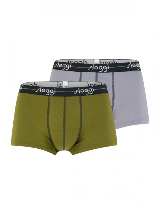 Foto van product SLOGGI Boxershorts zilvergrijs / olijfgroen