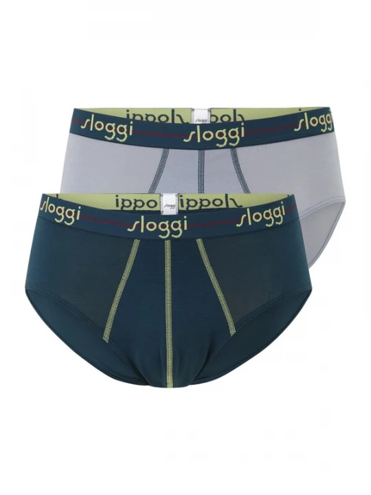 Foto van product SLOGGI Slip 'Men Start' grijs gemêleerd / groen / kiwi