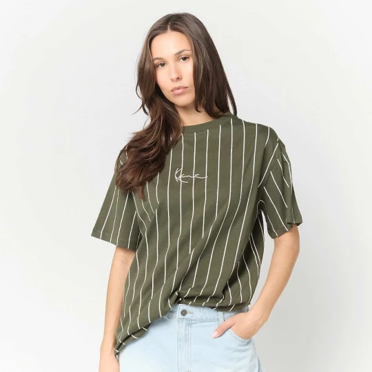 Foto van product Small Signature Essential Pinstripe OS Tee Karl Kani groen