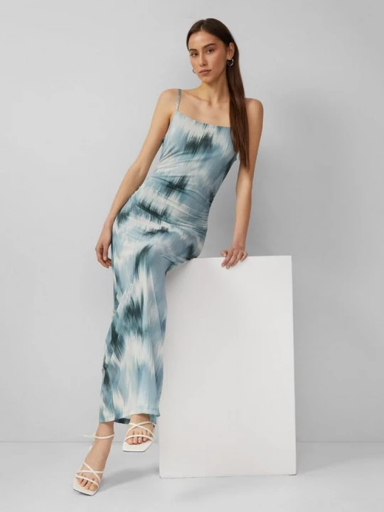 Foto van product Smalle mesh jurk met print all-over QS groen
