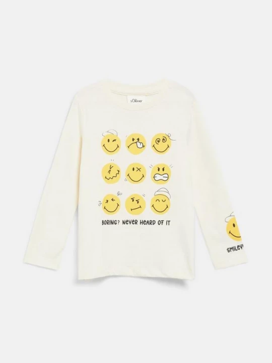 Foto van product Smiley®-shirt met lange mouwen en print op de voorkant en op de mouwen s.Oliver crème