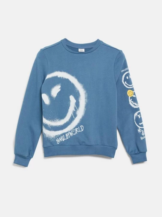 Foto van product Smiley®-sweatshirt met print op de voorkant en op de mouwen s.Oliver blauw