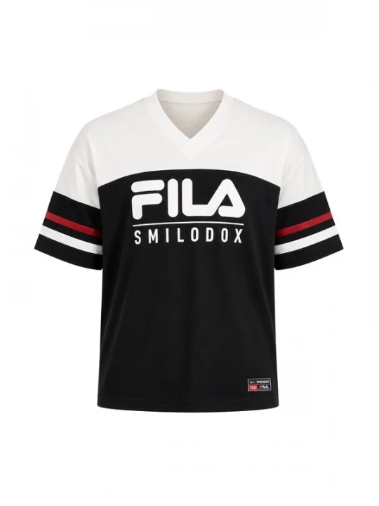 Foto van product Smilodox Shirt 'Vetta' bloedrood / zwart / wit