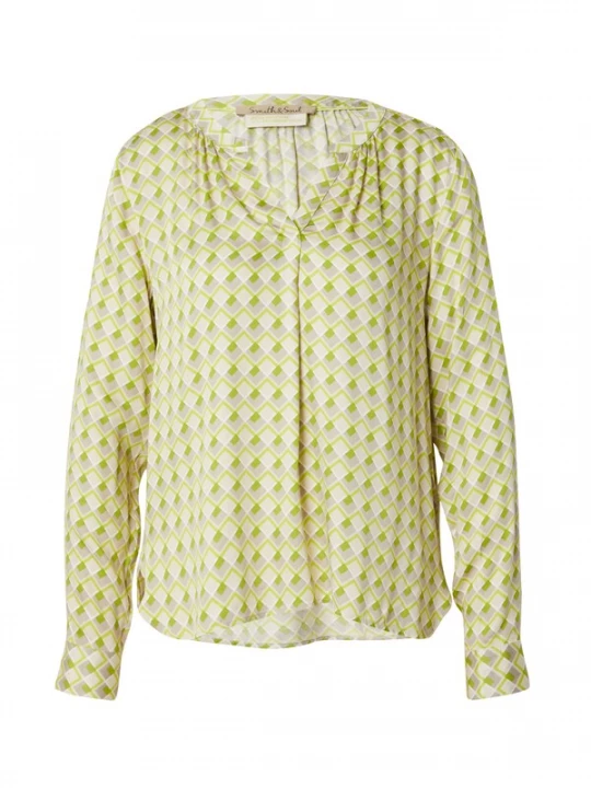 Foto van product Smith&Soul Blouse 'New Vince' lichtgeel / kaki / lichtgroen / wit Smith & Soul