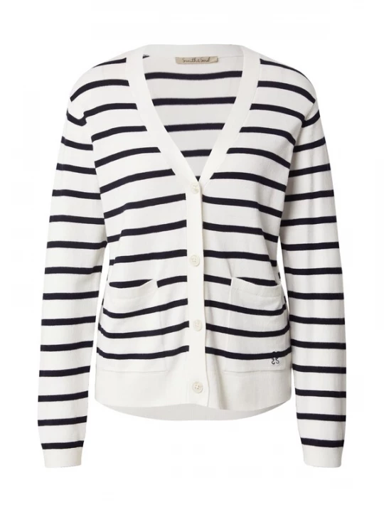 Foto van product Smith&Soul Gebreid vest donkerblauw / wit Smith & Soul