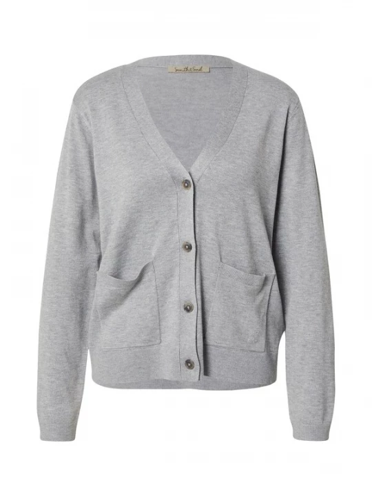Foto van product Smith&Soul Gebreid vest grijs gemêleerd Smith & Soul