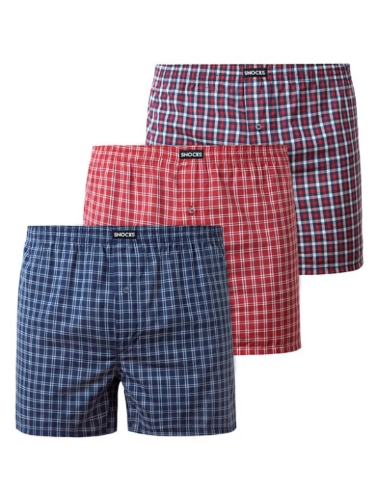Foto van product SNOCKS Boxershorts blauw / lichtrood / wit