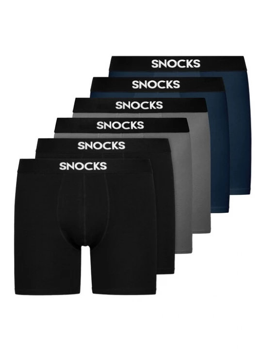 Foto van product SNOCKS Boxershorts donkerblauw / grijs / zwart