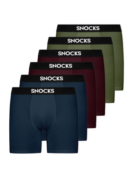 Foto van product SNOCKS Boxershorts donkerblauw / olijfgroen / bourgogne / zwart / wit