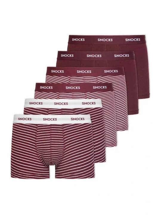 Foto van product SNOCKS Boxershorts lichtgrijs / robijnrood / wit
