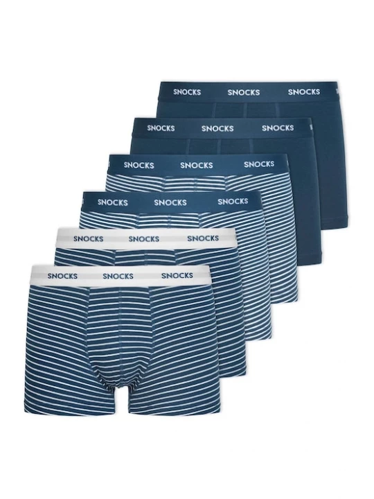 Foto van product SNOCKS Boxershorts navy / lichtgrijs / wit