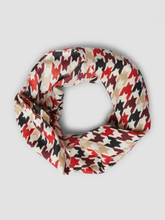 Foto van product Snood met pied-de-poule motief en artwork s.Oliver olijfgroen