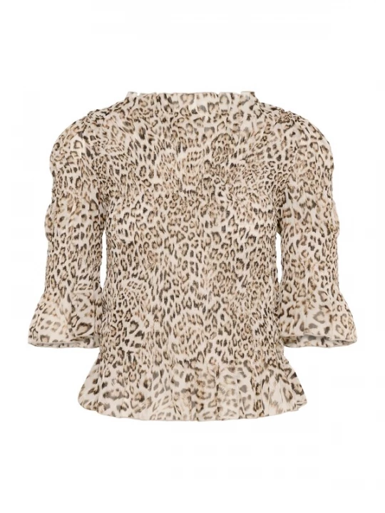 Foto van product SOAKED IN LUXURY Blouse 'Anaya Olympia' crème / camel / donkerbruin