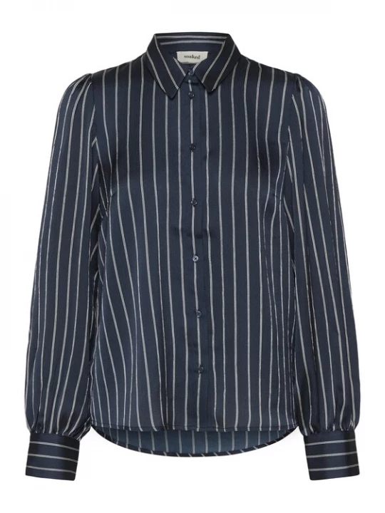 Foto van product SOAKED IN LUXURY Blouse 'SLIoana Paris' nachtblauw / wit