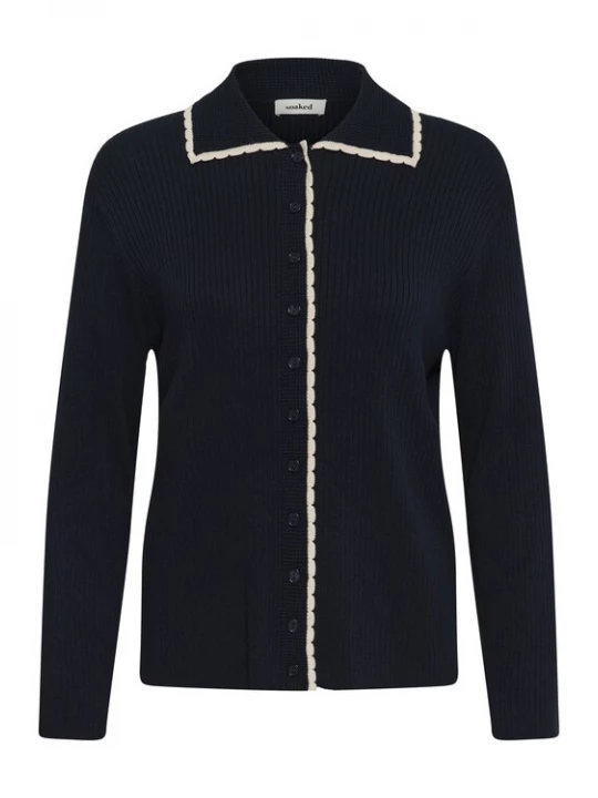 Foto van product SOAKED IN LUXURY Gebreid vest 'Lysandra' nachtblauw / wit