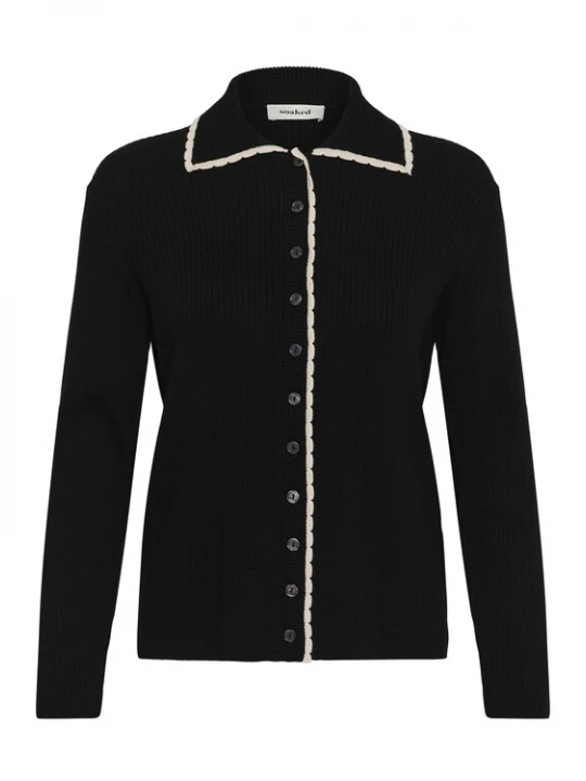 Foto van product SOAKED IN LUXURY Gebreid vest 'Lysandra' zwart / wit