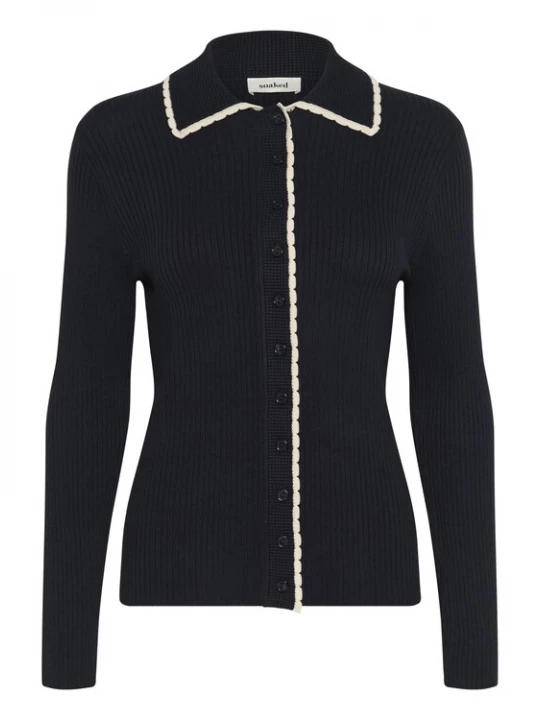 Foto van product SOAKED IN LUXURY Gebreid vest 'SLLysandra' donkerblauw / wit