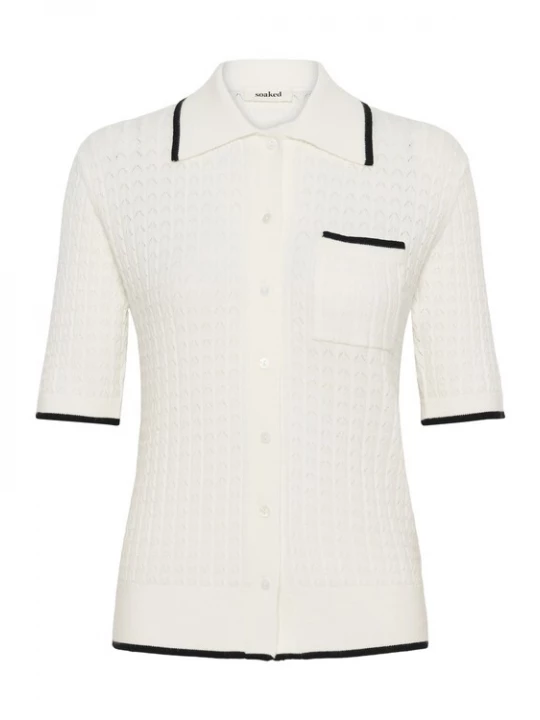 Foto van product SOAKED IN LUXURY Gebreid vest 'SLSpina' ecru / zwart