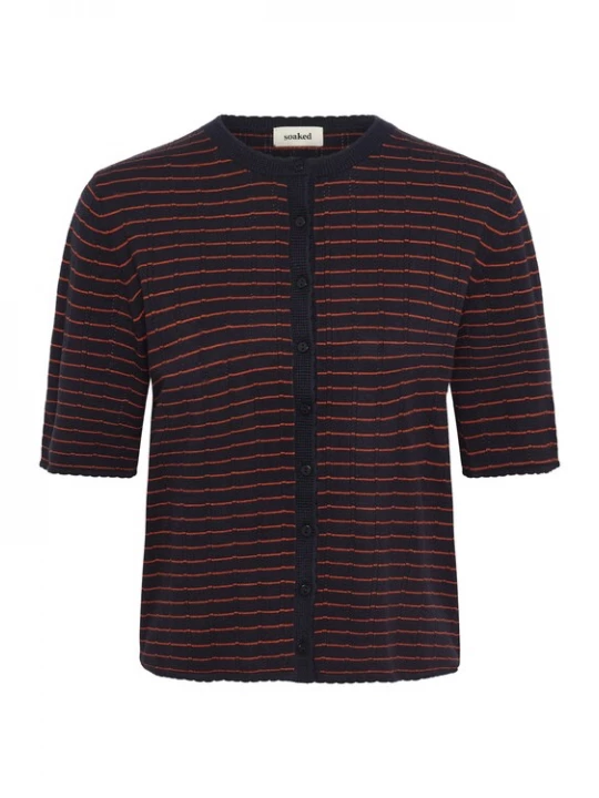 Foto van product SOAKED IN LUXURY Gebreid vest 'SLSpina' marine / lichtrood