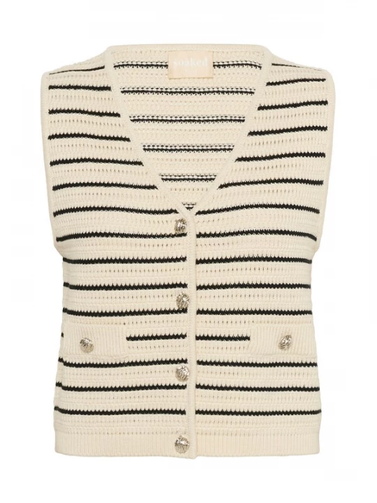 Foto van product SOAKED IN LUXURY Gebreide bodywarmer 'SLMadalena' zwart / wit