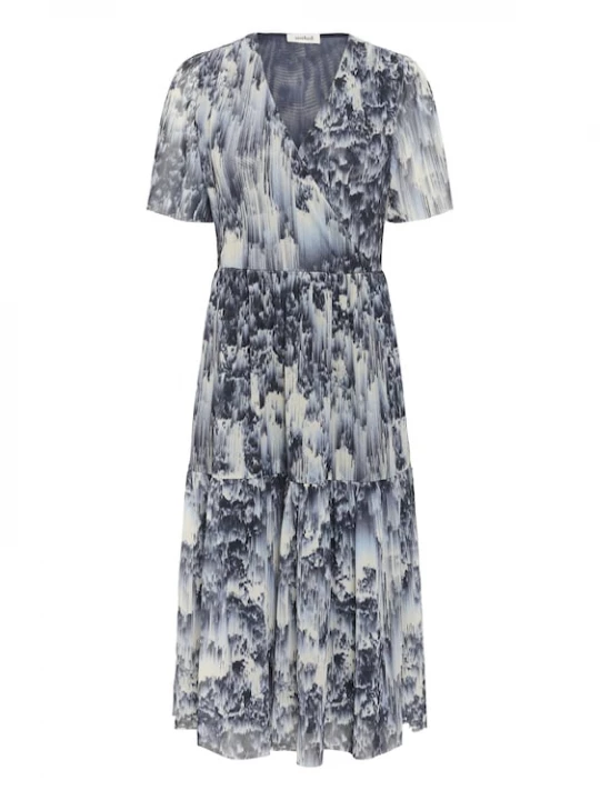 Foto van product SOAKED IN LUXURY Jurk 'Aldora' duifblauw / grijs / gemengde kleuren / wit