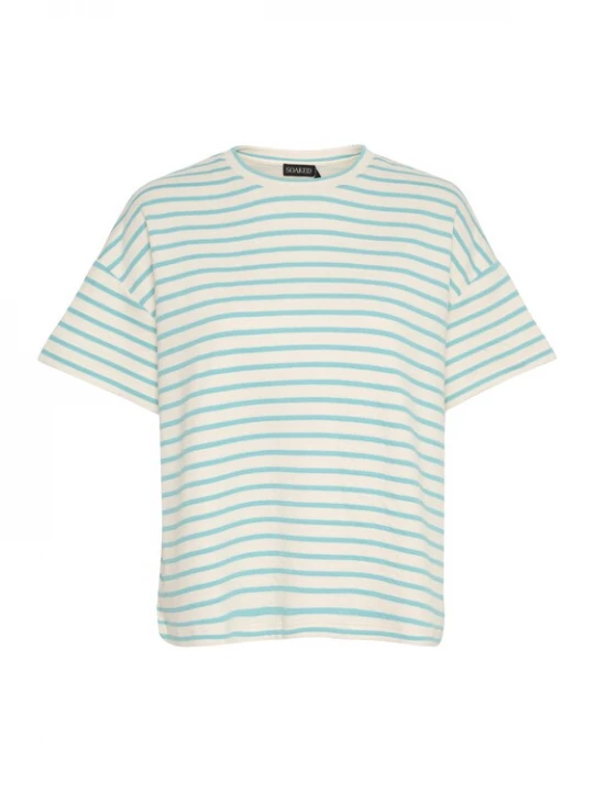 Foto van product SOAKED IN LUXURY Shirt 'Ingo Boxy Tee' groen / wit