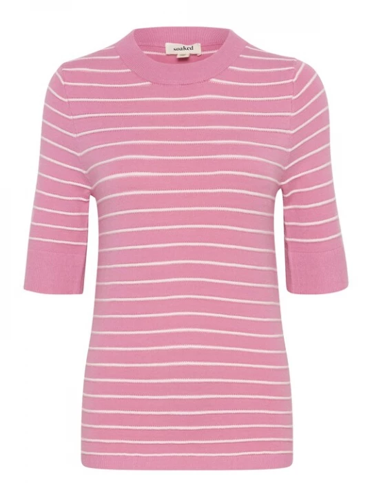 Foto van product SOAKED IN LUXURY Trui 'SLSpina' pink / wit
