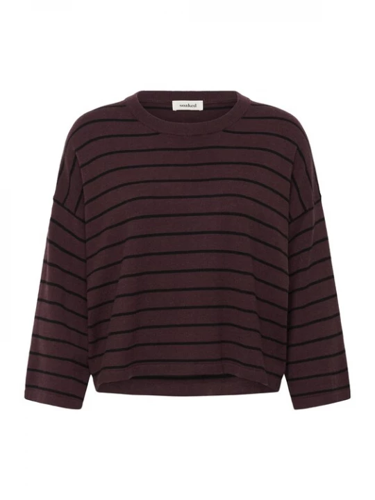 Foto van product SOAKED IN LUXURY Trui 'Spina' bordeaux / zwart