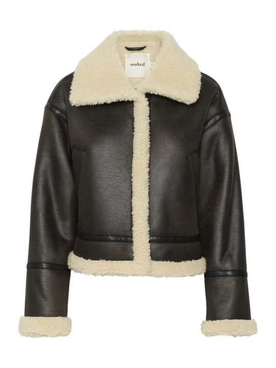 Foto van product SOAKED IN LUXURY Winterjas ' Elora' beige / zwart
