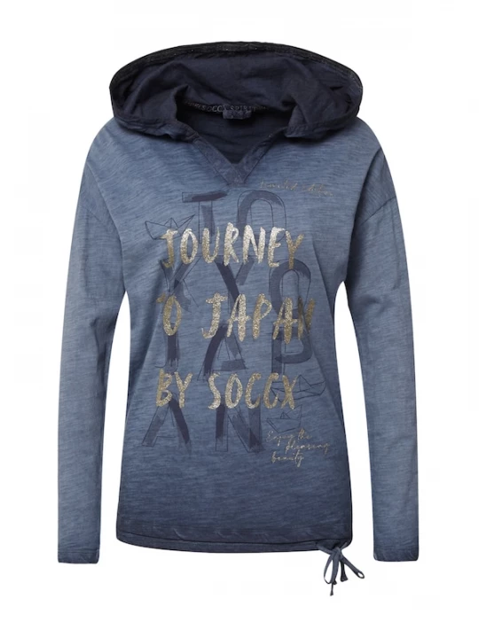 Foto van product Soccx Shirt 'Konnichiwa' duifblauw / donkerblauw / goud